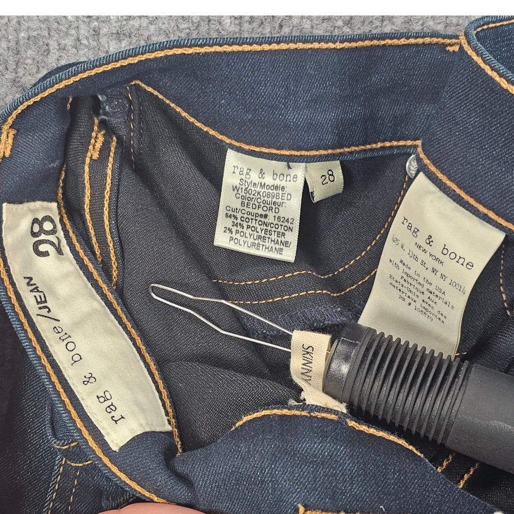 New rag & bone/JEAN Skinny Jeans Women's Size 28 Bedford Dark Indigo Stretch - Picture 6 of 14